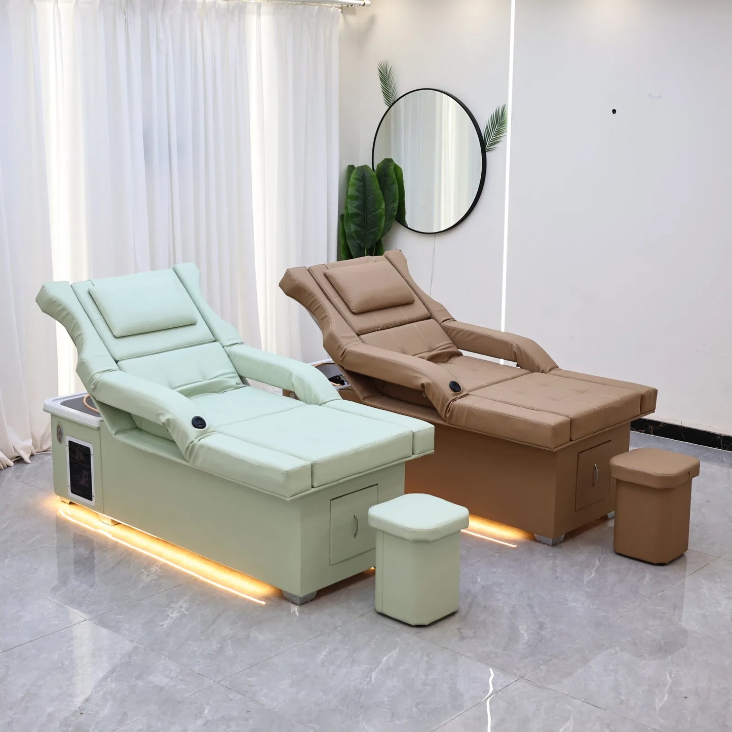 XinSheng 2025 Elektrischer Lift-Shampoo-Bett-Massagetisch – All-in-One-Salonstation mit Begasung, Fußbad und Haarwaschbecken