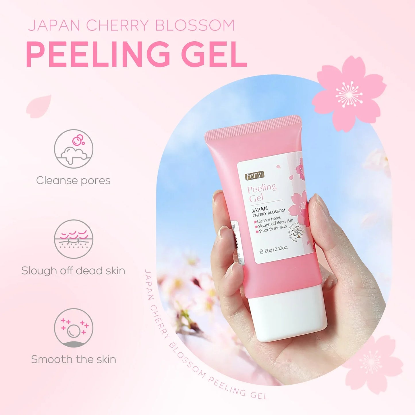 Sakura Face Deep Cleaning Exfoliating Gel Skin Care Whitening Moisturizer Repair Facial Scrub Skin Care 60g.