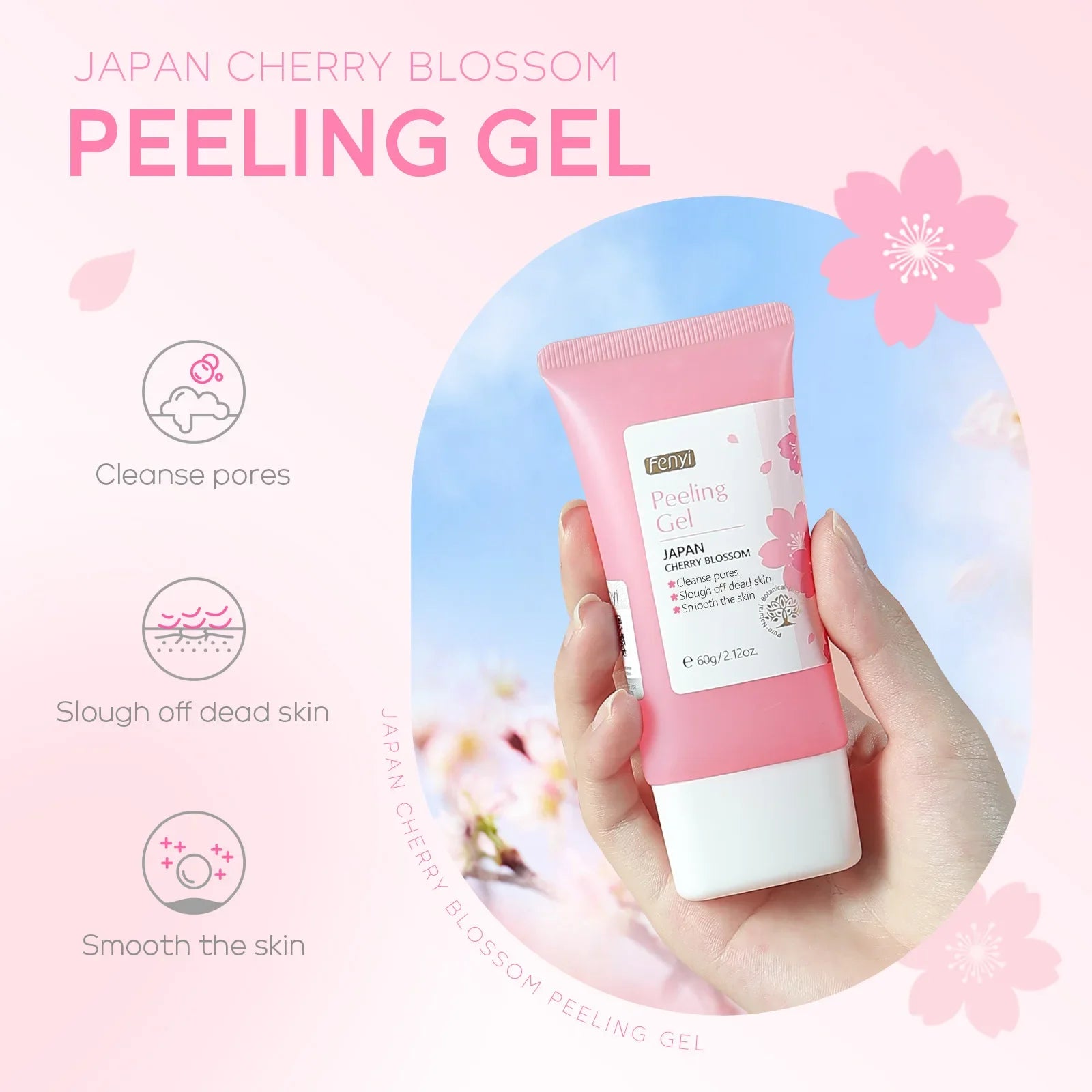 Sakura Face Deep Cleaning Exfoliating Gel Skin Care Whitening Moisturizer Repair Facial Scrub Skin Care 60g.