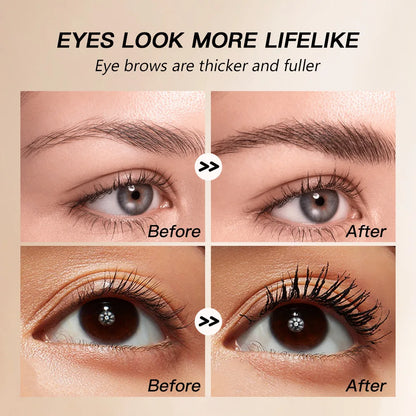 Natural Curling Waterproof Mascara Eyelash Primer Set Black Volumizing Long Lasting Non Smudged Formula Lash Care.