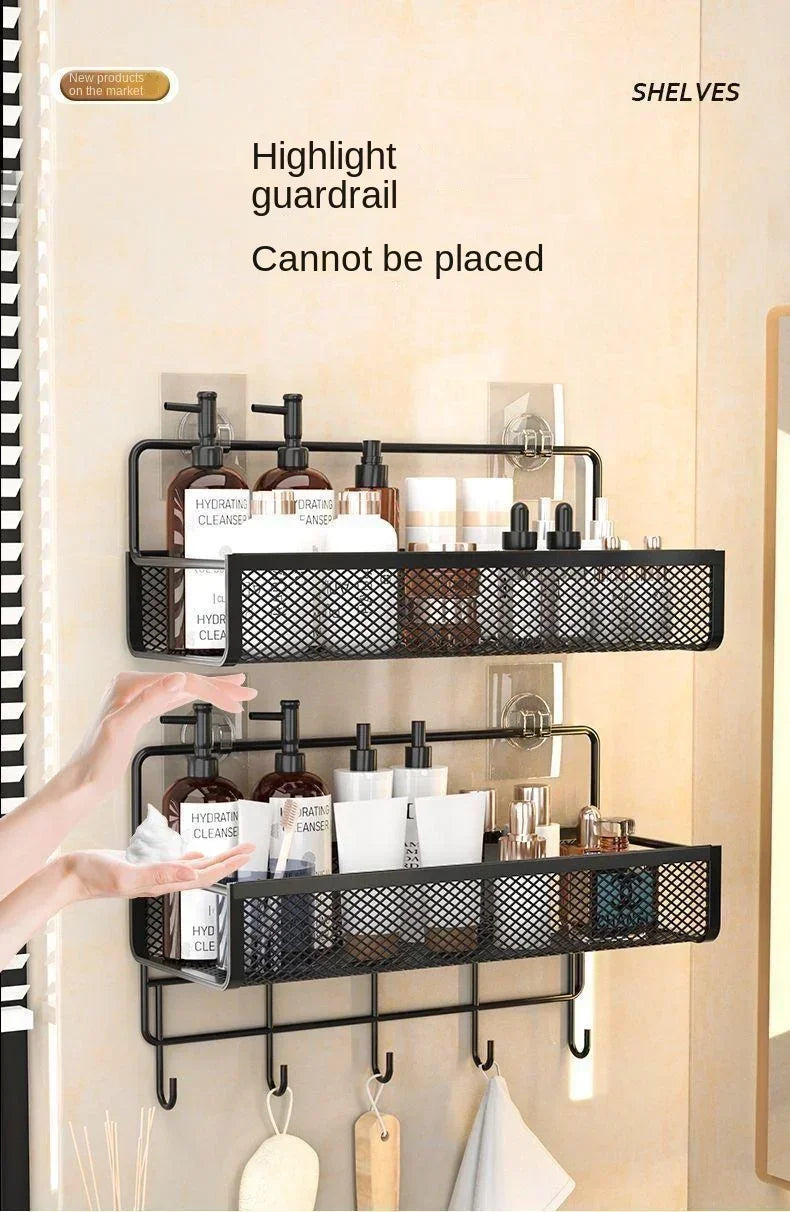 Hängender Aufbewahrungsorganisator, ohne Bohren, tragbar, feuchtigkeitsbeständig, für Küche, Badezimmer, Gewürze, Küche, Badezimmer, Aufbewahrungslösungen