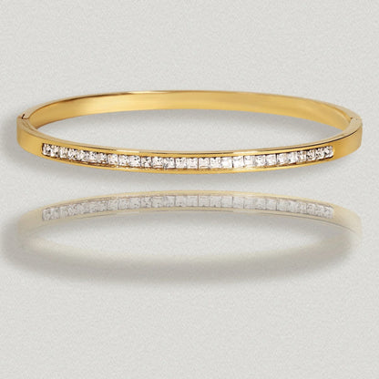 Titanium Steel Gold Silver Color Bangles for Women Girls Trend Waterproof Jewelry Luxury Sparkling Zircon Bracelet Bangle.