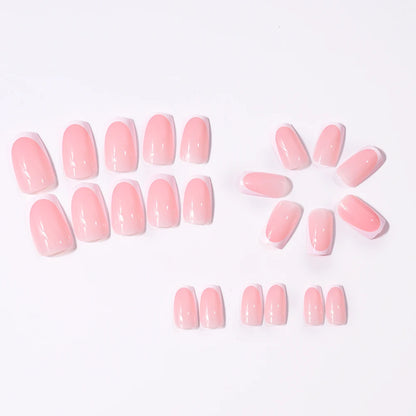 24pcs(+Tools) Pearl Bow Nude Pink Press On Nails White French Fingertips Almond Full Cover Fasle Nails New Year Nail Accessories