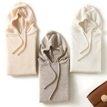 Women's Autumn and Winter New Casual Hoodies Sport Loose Hooded Knitted Hoodie Pullover Sweater.