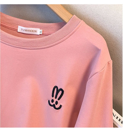 170kg plus size Damen büste Herbst lose Rundhals-Kaninchen-Sweatshirt Langarm lässig Top 6xl 7xl 8xl 9xl 10xl 11xl.