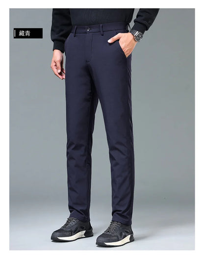 Men's Winter Formal Down Pants Goose Feather Warm Trousers Business Suit Pants for Man  calca termica masculina inverno PT-597
