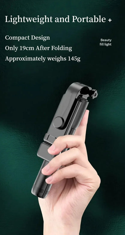 Cell Phone Selfie Stick Tripod Blue-tooth Remote Wireless Selfi Stick Phone Holder Stand with Beauty Fill Light for Phone.