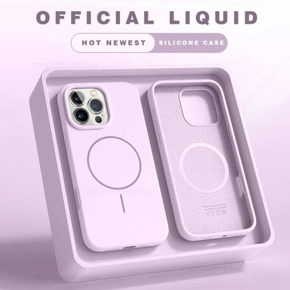 Magnetic Phone Case For iPhone 15 14 16 Plus 11 12 13 17 Pro Max Shockproof Silicone Cover Magsafe Wireless Charge Phone Cases.