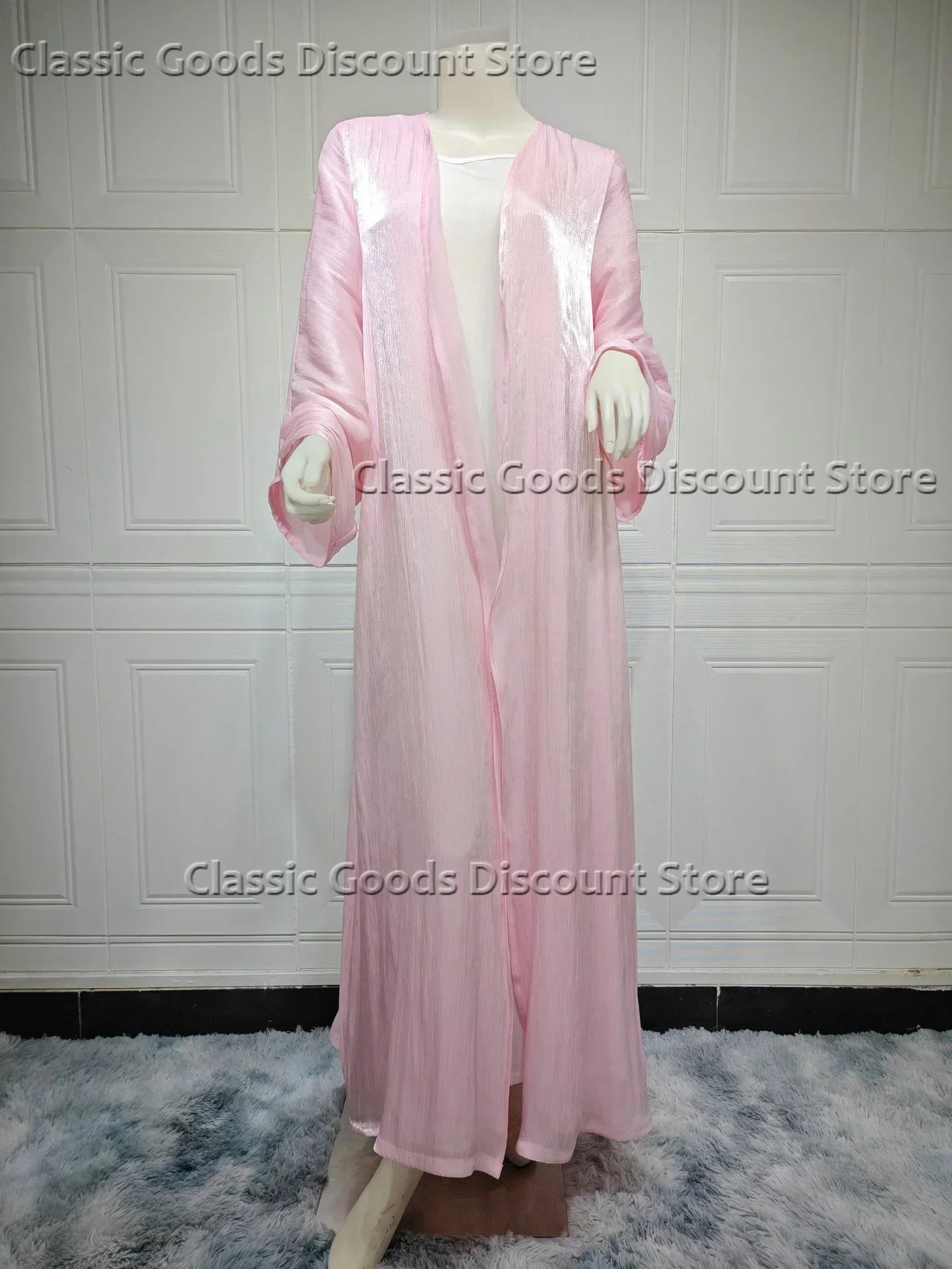 2025 Ramadan Satin muslimischen bescheidenen Kleid arabische Frauen öffnen Abaya Dubai islamische Langarm Cardigan Kleidung Truthahn schlichte Robe