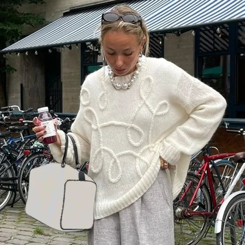 Talenza Herbst Casual Pullover frauen Solide Oansatz Langarm Pullover Neue Lose Pendeln Büro Chic Gestrickte Pullover Outfits.