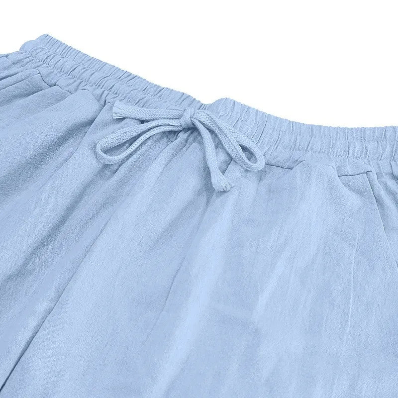 Long Sleeve Shirt Sets Mens Casual Linen 2Pcs Suit Lightweight Long Sleeve Shirt Loose Drawstring Trousers Casual Streetwear Set