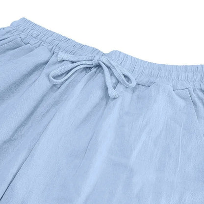 Long Sleeve Shirt Sets Mens Casual Linen 2Pcs Suit Lightweight Long Sleeve Shirt Loose Drawstring Trousers Casual Streetwear Set