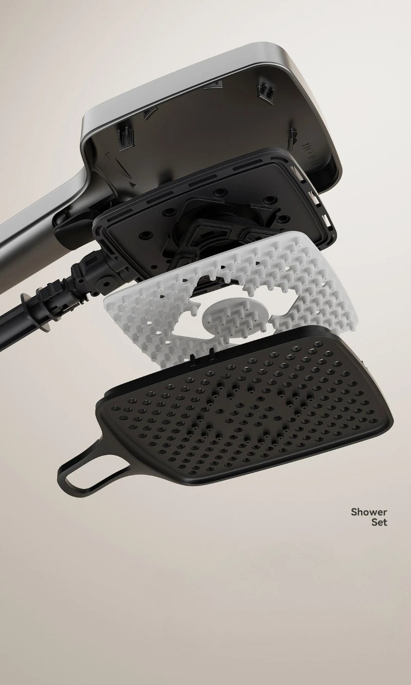 Smart Digital Rainlfall Bathroom Shower Set Temperature Display Bathroom Shower Faucet Set Grey Shower System with Ambient Light