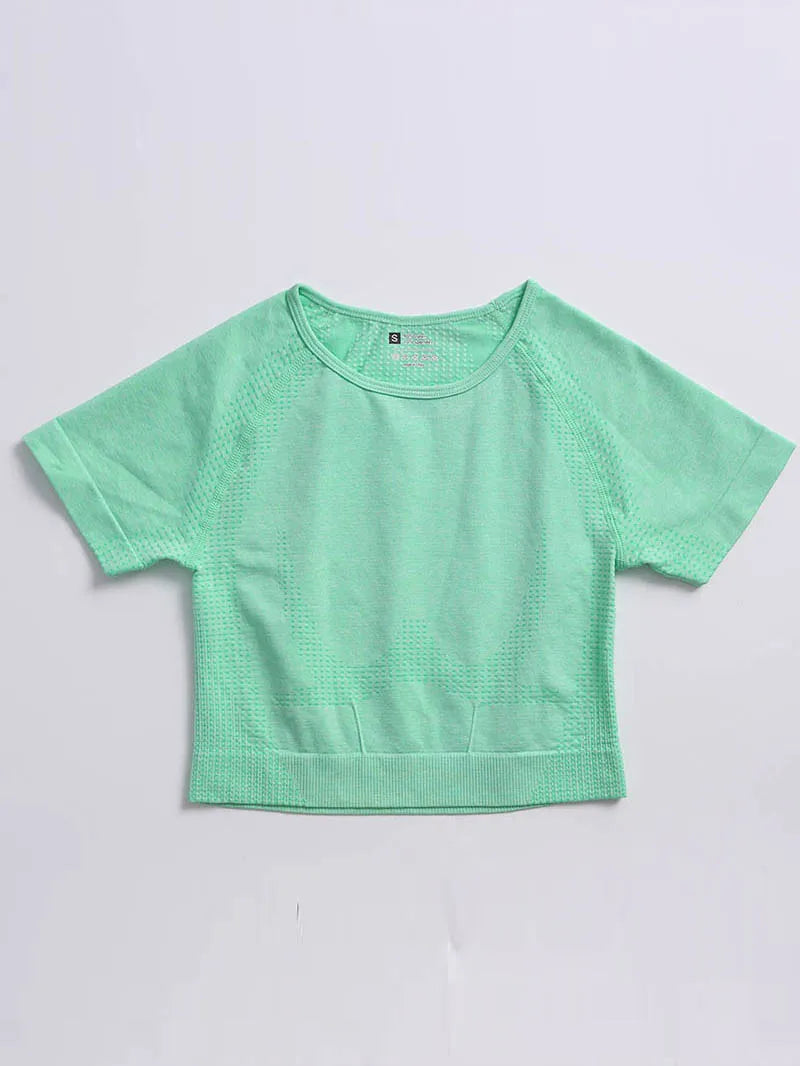 Women Seamless Yoga T-Shirt Fitness Crop Top Workout Gym Shirts Short Sleeve Quick-drying Yoga T-shirts Sportswear Female.