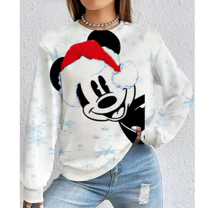 Christmas Disney Mickey Mouse Women's Hoodie American Casual Hoodie Autumn Hip Hop Women's Hoodie Casual Clothing.