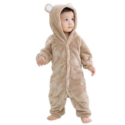 Kigurumis Schöne Elefanten Neugeborenen Baby Kleidung Body Winter Flanell Jungen Mädchen Strampler Warme Cosplay Kostüm Outfit Mit Kapuze.