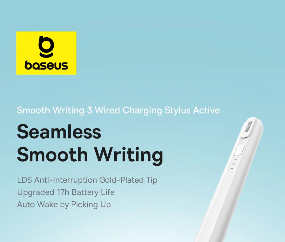 Baseus 3rd Gen Bluetooth Stylus for Apple Pencil Palm Rejection Compatible with iPad pro Mini Air 2024 2022-2018 for Apple Pen.