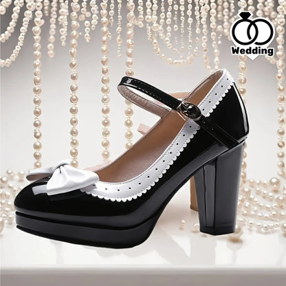 New style women's high heels elegant work single shoes thick heel waterproof platform party gathering OL women's single shoes.