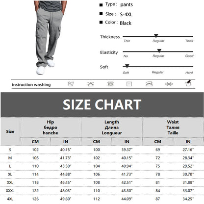 Mens Sweatpants Straight Fit Joggers for Sports and Streetwear Loose Oversized Drawstring Long Pants Men Multi-pocket Pants.