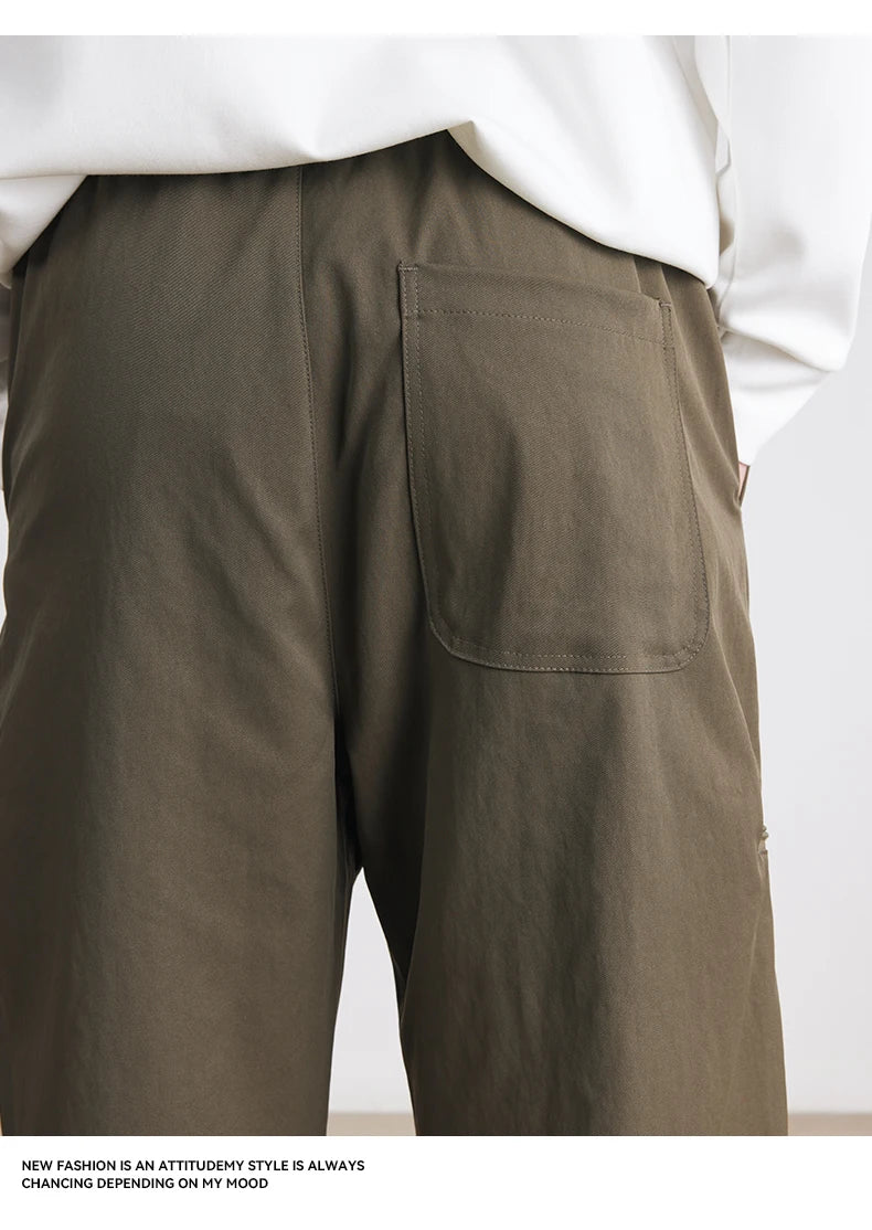 Men's American Overalls Spring and Autumn 2025 New Slim Scimitar Pants All-match Drawstring Casual Pants Wide-leg Pants.