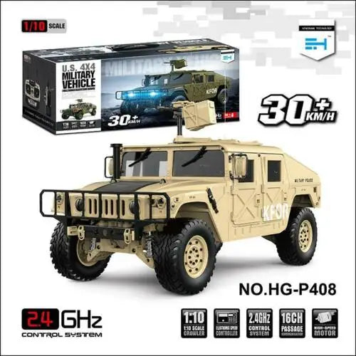 HG P408 1/10 Scale RC U.S. Military Truck 4*4 Crawler Off-road Car Vehicle Model 2Speed ESC Motor Radio Control Toys TH15070.