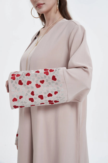 Ramadan islamic clothing kebaya Middle East Muslim women's Abaya solid color cuff love  embroidery  cardigan.