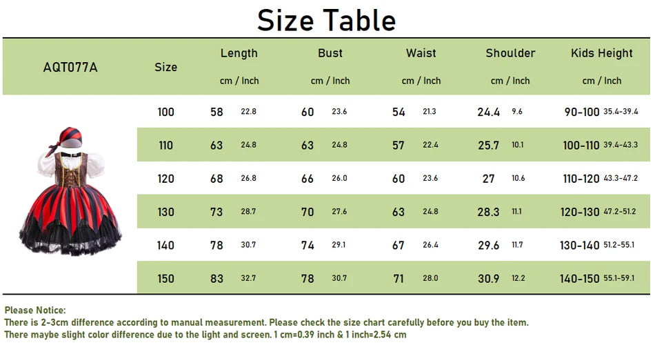 Halloween Mädchen Piraten Kleid Cosplay Karneval Party Piraten Rollenspiel Anzug Mit Kopftuch Kinder Bühne Leistung Kleidung.