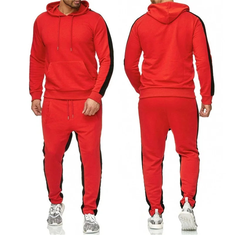Männer 2 Stück Trainingsanzug Farbe Block Sweatsuit Streifen Casual Winter Langarm Warme Feuchtigkeit Wicking Atmungs Sportswear Anzug.