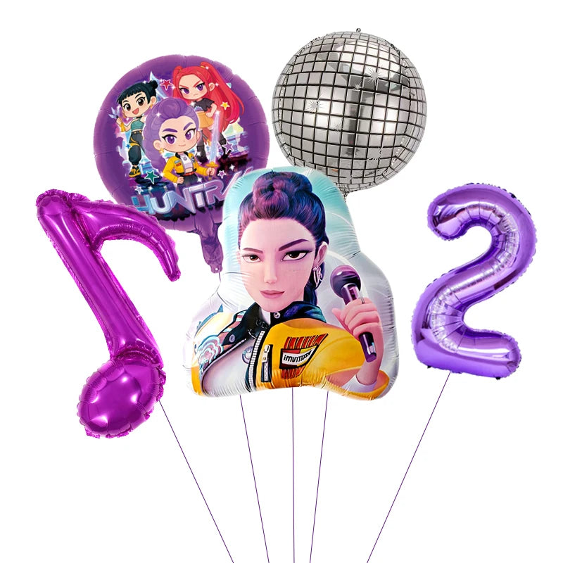 1 Set Kpop Dämonenjäger Thema Ballon Mädchen Alles Gute zum Geburtstag Party Dekoration Kinder Baby Dusche Geschenke Lieferungen.