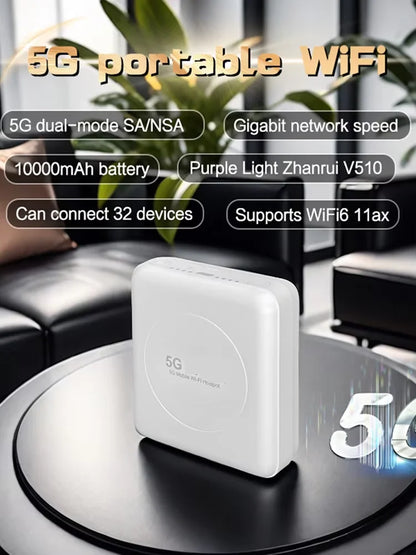 5G WiFi 6 Mobile Hotspot Router with SIM Card Slot Wireless Hotspot Router Pocket Mobile Hotspot for Home Office Travel.