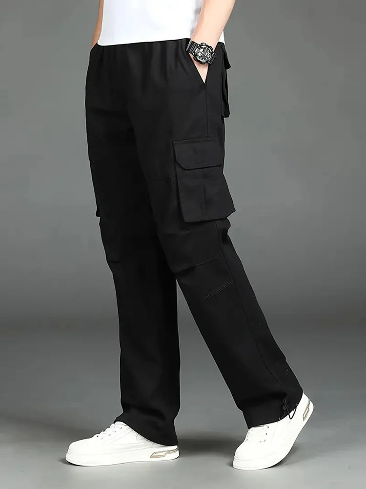 Solind Cotton Multi Flap Pockets Men's Straight Leg Cargo Pants Loose Casual Outdoor Pants Men's Work Pants For Hiking Tactical.