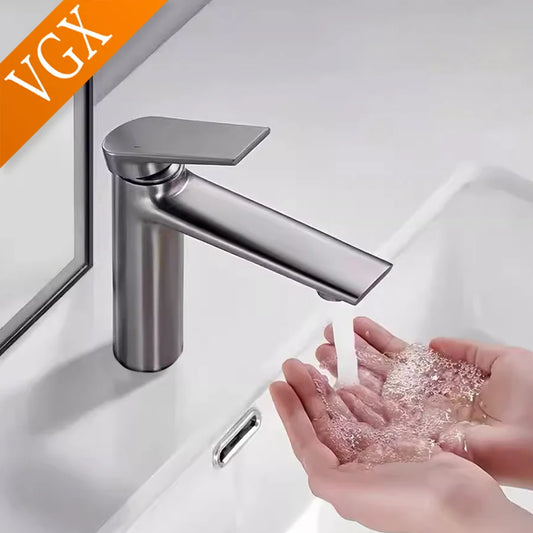 VGX Bathroom Faucets Luxury Gold Basin Mixer Sink Faucet Gourmet Washbasin Tapware Hot Cold Water Tap Brass Chrome Black Grey