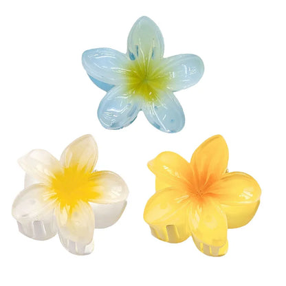 6Pcs Hawaiian Gradient Hair Clips Flower Hair Claws Women Small Size Fashion Headwear Hairpin Crab Barrette Hair Accessories.