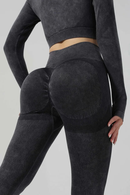 High Waist Yoga Pants Sand Washed Seamless Peach Butt Fitness Sportswear Tight Long Trousers for Women Autumn Season