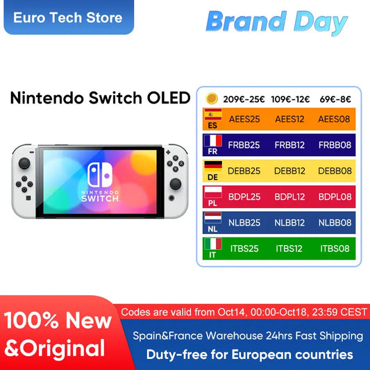 Nintendo Switch OLED Model 7 Inch Screen Joy‑Con Handle Enhanced Audio Adjustable Console Stable TV Mode Video Game.