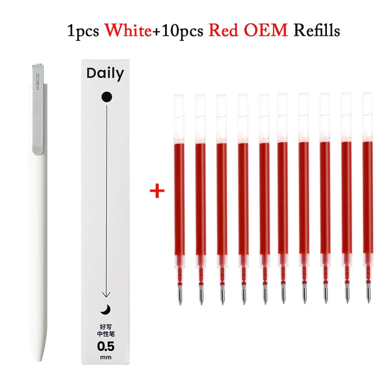 KACO Gelschreiber, Press-Signaturstift, Schreibwaren, Metall-Stiftclip, 0,5 mm, schwarze Tinte, schnell trocknend, großes Fassungsvermögen, 800 m, glattes Schreiben