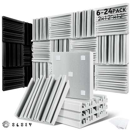 Sound Absorbing Equipment 6/12/24 Pcs, Home Music Noise Isolation Wall Panel, Broadband Acoustic Panels Soundproof Foam Padding