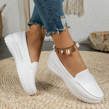 Autumn Nurse Shoes Women Comfortable Soft Sole Breathable Non-slip Flat Heel Thick Sole Work Small White Single Shoes.
