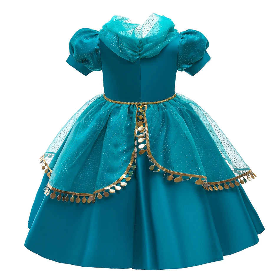 Disney Prinzessin Jasmin Kleid Kinder Cosplay Aladin und die Wunderlampe Performance Kostüm Mädchen Halloween Karneval Outfits.