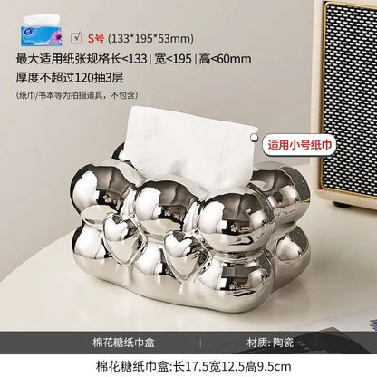 Geometry Tissue Box Cover Decorative Facial Tissue Holder Case Container for Bedroom Tissue Box Covers Rectangular Ceramic.