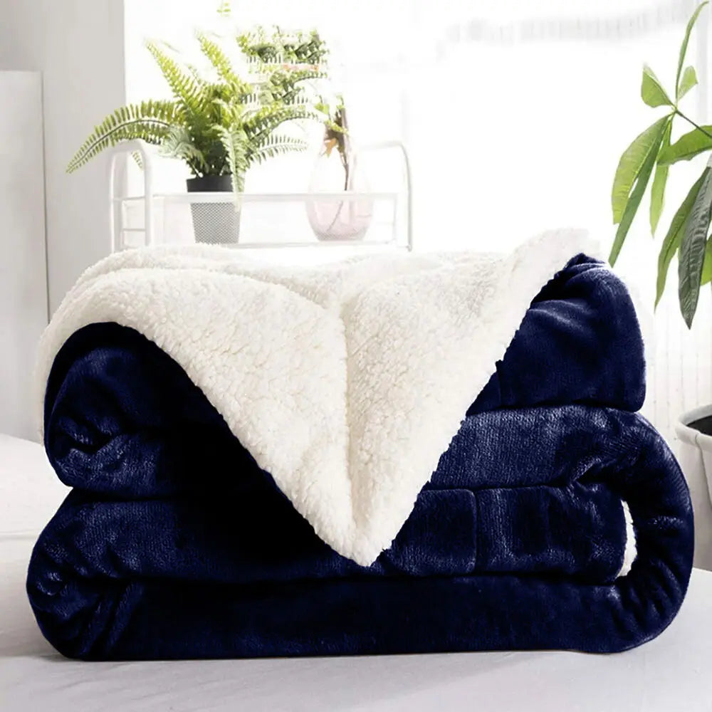 Sherpa Fleece Blanket Reversible Soft Fluffy Warm Large Sofa Bed Throw Blankets.