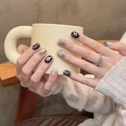 10Pcs Short Handmade Cat Eye Press on Nails Rose Ballet Wearable Rhinestones False Nails Glitter Decoration Manicure Nail Tips.