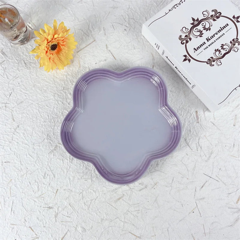 Plum Blossom Plate Flower Shaped Flower Plate Fruit Plate Solid Color Fashion Home Plum Blossom Plate
