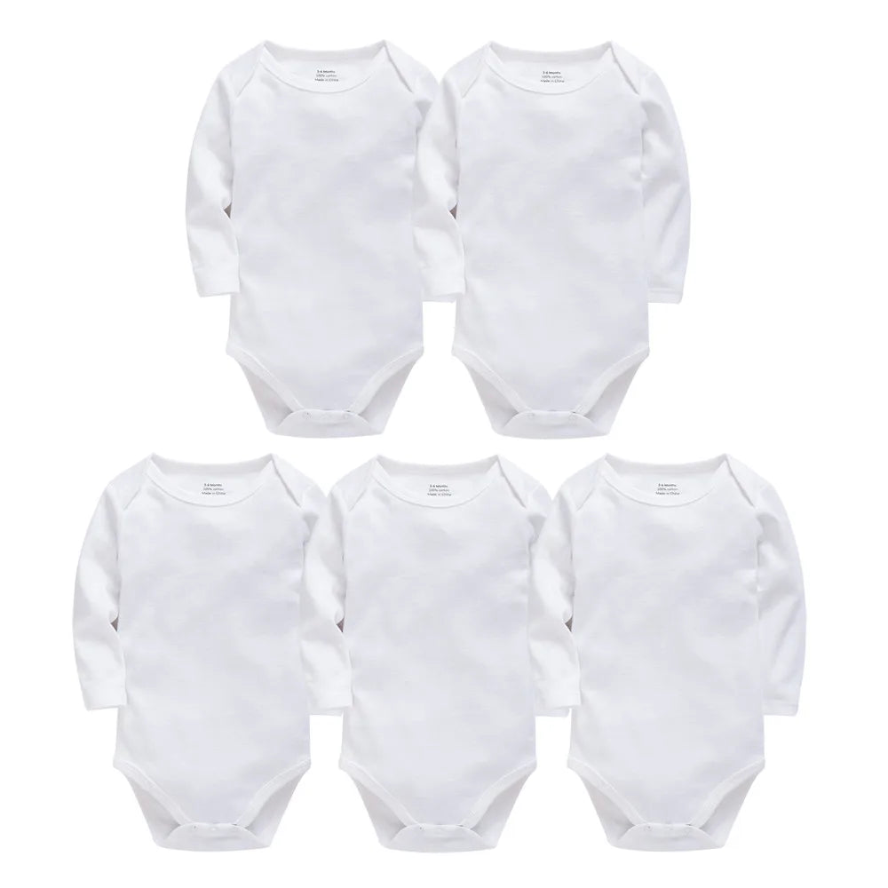 Solide weiße Babykleidung Langarm Baumwolle Baby Mädchen Jungen Body Neugeborenen Körper Bebe 0-24 Monate Säuglingsoverall.