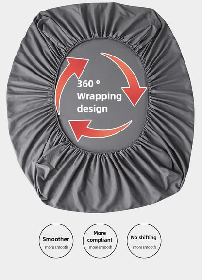 1Pc Fitted Bed Sheet With Elastic Band Solid Color Anti-slip Adjustable Mattress Cover for Single Double (No Pillowcase）