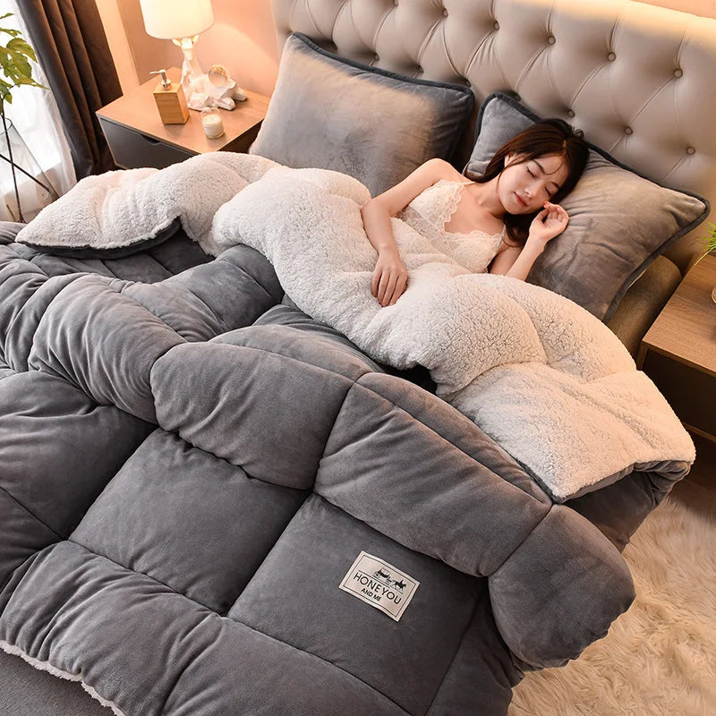 Household Thickened Warm Quilt Core Milk Double-sided Velvet Lamb Wool Autumn Winter Blanket Warm Double-sided Velvet Core