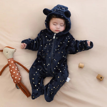 Weiche Neugeborene Baby Kleidung Flanell Herbst Winter Baby Jungen Mädchen Overall Cartoon Neugeborenen Body Warme Strampler für Babys 0-12M.