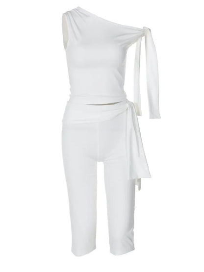 Tossy White Shorts 2 Piece-Set Female See-Through Slim Pleated Fashion Cropped Top And High Waist Shorts Sets Women's Outfits.