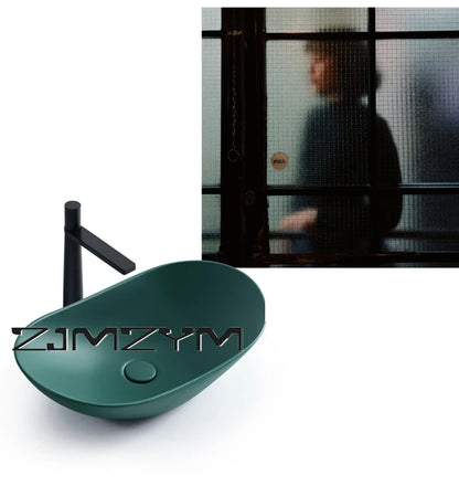 Nordic Keramik Gefäß Waschbecken Eitelkeit Schüssel Oval Badezimmer Tisch Waschbecken Toilette Balkon Kunst Becken Über Theke Sockel Waschbecken