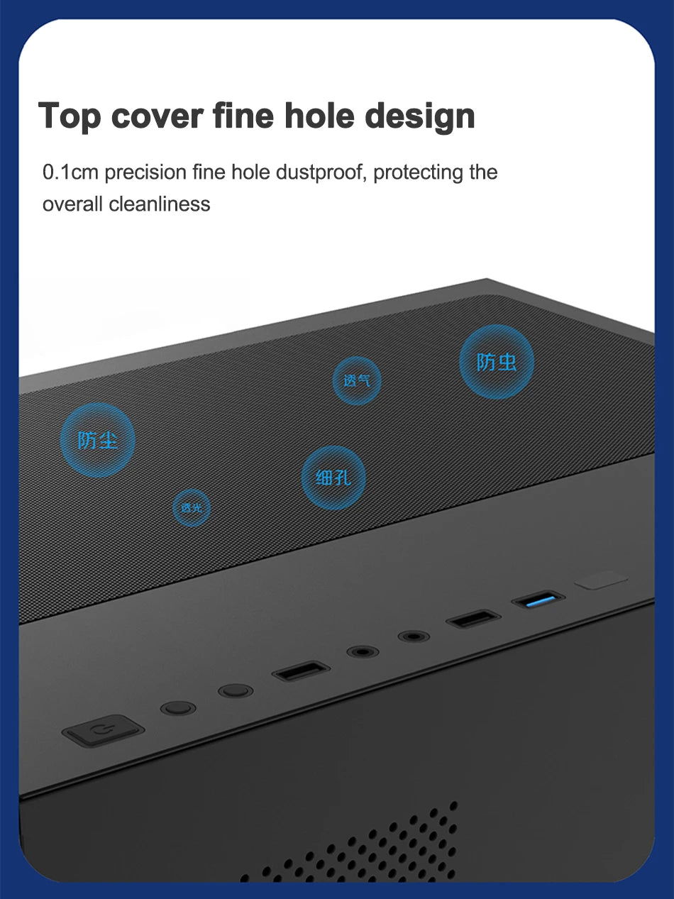 Power Train Seaview Dream MATX ITX Computer Case Panoramic Tempered Glass Side Transparency Without Pillars ATX Desktop Chassis.